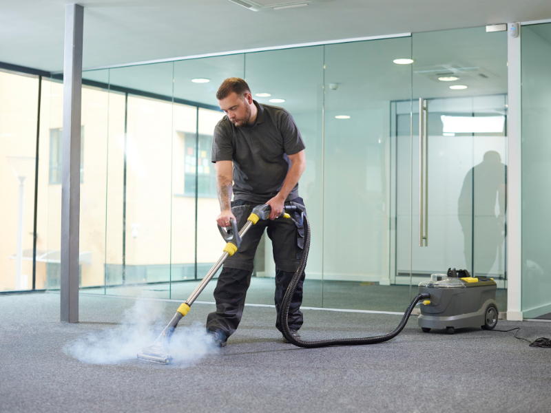 steam cleaning in office