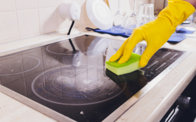 Cleaning the stove using a steam cleaner and standard methods
